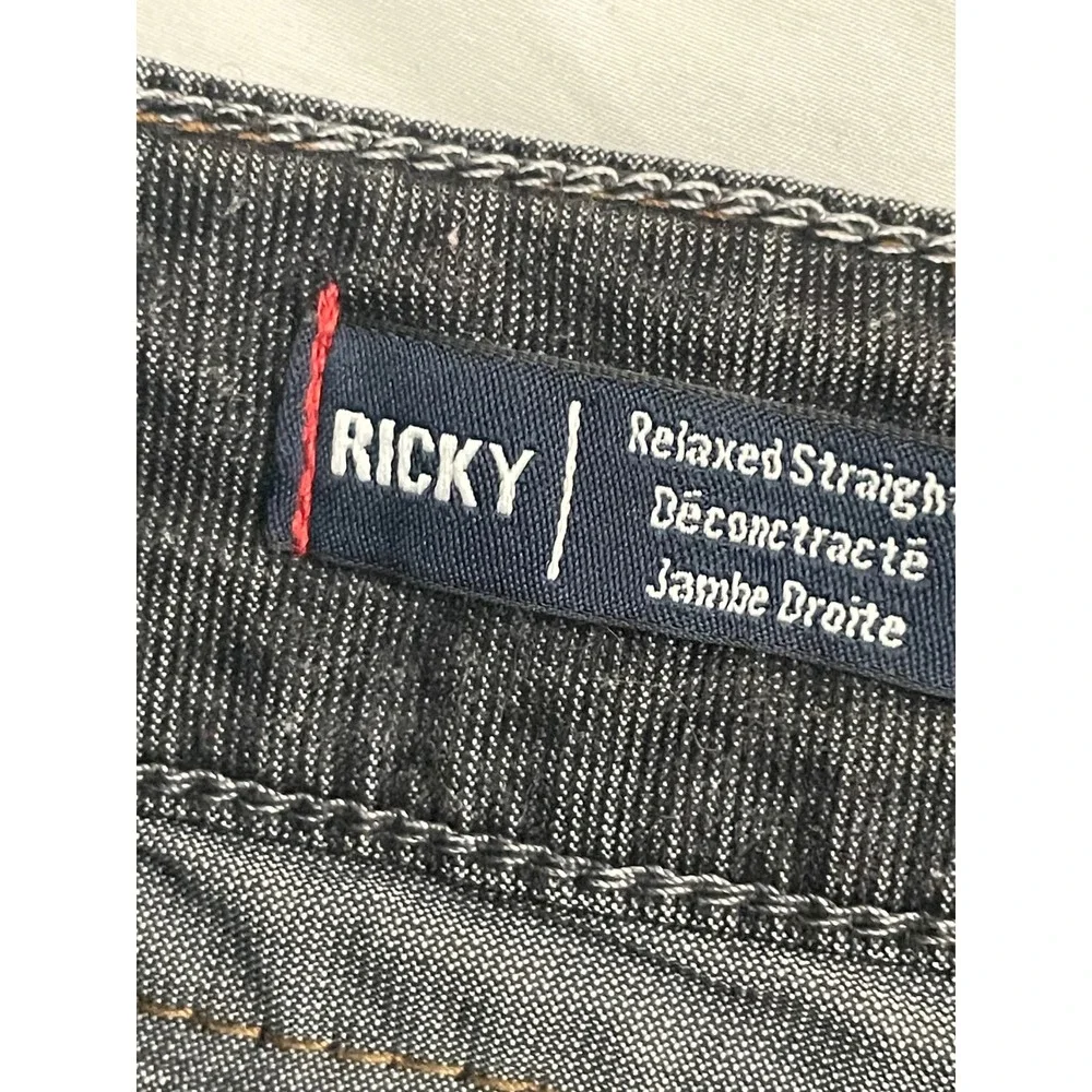 True Religion Ricky Jeans Mens 38 Black Relaxed Straight Flap Pockets (READ)